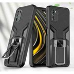 For Xiaomi Poco M3 Armor 2 in 1 PC + TPU Magnetic Shockproof Case with Foldable Holder(Black)
