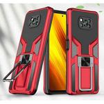 For Xiaomi Poco X3 NFC Armor 2 in 1 PC + TPU Magnetic Shockproof Case with Foldable Holder(Red)