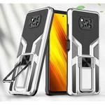 For Xiaomi Poco X3 NFC Armor 2 in 1 PC + TPU Magnetic Shockproof Case with Foldable Holder(Silver)