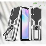 For Xiaomi Redmi 9A Armor 2 in 1 PC + TPU Magnetic Shockproof Case with Foldable Holder(Silver)