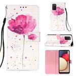 For Samsung Galaxy A02s(US Version) 3D Painting Horizontal Flip Leather Case with Holder & Card Slot & Wallet & Lanyard(Pink Flower)