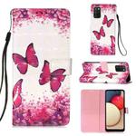 For Samsung Galaxy A02s(US Version) 3D Painting Horizontal Flip Leather Case with Holder & Card Slot & Wallet & Lanyard(Rose Butterfly)