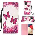 For Samsung Galaxy A02s(EU Version) 3D Painting Horizontal Flip Leather Case with Holder & Card Slot & Wallet & Lanyard(Rose Butterfly)