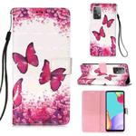 For Samsung Galaxy A52 5G / 4G 3D Painting Horizontal Flip Leather Case with Holder & Card Slot & Wallet & Lanyard(Rose Butterfly)