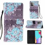 For Samsung Galaxy A52 5G / 4G 3D Painting Horizontal Flip Leather Case with Holder & Card Slot & Wallet & Lanyard(Blue Flower)