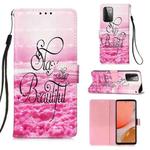 For Samsung Galaxy A72 5G / 4G 3D Painting Horizontal Flip Leather Case with Holder & Card Slot & Wallet & Lanyard(Pink Clouds)