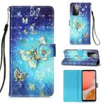 For Samsung Galaxy A72 5G / 4G 3D Painting Horizontal Flip Leather Case with Holder & Card Slot & Wallet & Lanyard(Golden Butterfly)