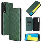 For LG Stylo 7 Carbon Fiber Texture Horizontal Flip TPU + PC + PU Leather Case with Card Slot(Green)