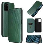 For OPPO Realme V11 5G Carbon Fiber Texture Horizontal Flip TPU + PC + PU Leather Case with Card Slot(Green)