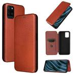 For OPPO Realme V11 5G Carbon Fiber Texture Horizontal Flip TPU + PC + PU Leather Case with Card Slot(Brown)