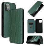 For Cubot C30 Carbon Fiber Texture Horizontal Flip TPU + PC + PU Leather Case with Card Slot(Green)
