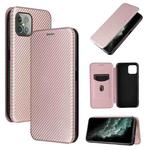 For Cubot C30 Carbon Fiber Texture Horizontal Flip TPU + PC + PU Leather Case with Card Slot(Pink)