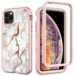 For iPhone 11 Pro Electroplated IMD Full Coverage Shockproof PC + Skin + Silicon Case(GW12E)