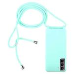 For Samsung Galaxy S21 5G Candy Colors TPU Protective Case with Lanyard(Mint Green)