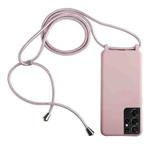 For Samsung Galaxy S21 Ultra 5G Candy Colors TPU Protective Case with Lanyard(Rose Gold)