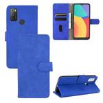 For alcatel 1S (2021) Solid Color Skin Feel Magnetic Buckle Horizontal Flip Calf Texture PU Leather Case with Holder & Card Slots & Wallet(Blue)