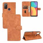 For alcatel 1S (2021) Solid Color Skin Feel Magnetic Buckle Horizontal Flip Calf Texture PU Leather Case with Holder & Card Slots & Wallet(Brown)