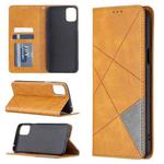 For LG K42 Rhombus Texture Horizontal Flip Magnetic Leather Case with Holder & Card Slots(Yellow)