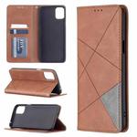 For LG K42 Rhombus Texture Horizontal Flip Magnetic Leather Case with Holder & Card Slots(Brown)