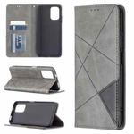 For Xiaomi Redmi Note 10 4G / Note 10s Rhombus Texture Horizontal Flip Magnetic Leather Case with Holder & Card Slots(Grey)