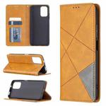 For Xiaomi Redmi Note 10 4G / Note 10s Rhombus Texture Horizontal Flip Magnetic Leather Case with Holder & Card Slots(Yellow)