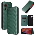 For Samsung Galaxy Xcover 5 Carbon Fiber Texture Horizontal Flip TPU + PC + PU Leather Case with Card Slot(Green)