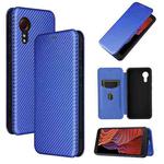 For Samsung Galaxy Xcover 5 Carbon Fiber Texture Horizontal Flip TPU + PC + PU Leather Case with Card Slot(Blue)