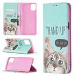 For LG K42 Colored Drawing Pattern Invisible Magnetic Horizontal Flip PU Leather Case with Holder & Card Slots & Wallet(Cat)