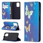 For Xiaomi Redmi Note 10 4G Colored Drawing Pattern Invisible Magnetic Horizontal Flip PU Leather Case with Holder & Card Slots & Wallet(Gold Butterflies)