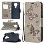 For Nokia 5.4 Two Butterflies Embossing  Pattern Horizontal Flip Leather Case with Holder & Card Slot & Wallet & Lanyard(Grey)