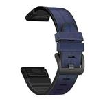 For Garmin Fenix 6 Silicone + Leather Quick Release Watch Band(Blue)