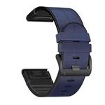 For Garmin Fenix 6X Silicone + Leather Quick Release Watch Band(Blue)