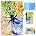 For Galaxy Tab S6 T860 / T865 Colored Drawing Horizontal Flip Leather Case with Holder & Card Slots & Pen Slot & Sleep / Wake-up Function(Colorful Tree)