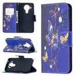 For Nokia 5.4 Colored Drawing Pattern Horizontal Flip Leather Case with Holder & Card Slots & Wallet(Purple Butterfly)