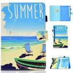 For Galaxy Tab S6 T860 / T865 Colored Drawing Horizontal Flip Leather Case with Holder & Card Slots & Pen Slot & Sleep / Wake-up Function(Beach)