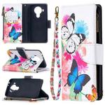 For Nokia 5.4 Colored Drawing Pattern Zipper Horizontal Flip Leather Case with Holder & Card Slots & Wallet & Lanyard(Two Butterflies)