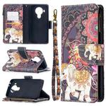For Nokia 5.4 Colored Drawing Pattern Zipper Horizontal Flip Leather Case with Holder & Card Slots & Wallet & Lanyard(Flower Elephants)