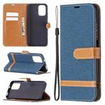 For Xiaomi Redmi Note 10 4G / Note 10S Color Matching Denim Texture Horizontal Flip Leather Case with Holder & Card Slots & Wallet & Lanyard(Dark Blue)