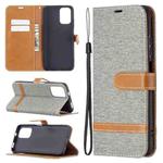 For Xiaomi Redmi Note 10 4G / Note 10S Color Matching Denim Texture Horizontal Flip Leather Case with Holder & Card Slots & Wallet & Lanyard(Grey)