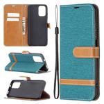 For Xiaomi Redmi Note 10 4G / Note 10S Color Matching Denim Texture Horizontal Flip Leather Case with Holder & Card Slots & Wallet & Lanyard(Green)