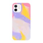 For iPhone 11 Liquid Silicone Watercolor Protective Case , Fixed Color, Random Shape(Red Yellow Purple)