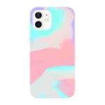 For iPhone 11 Liquid Silicone Watercolor Protective Case , Fixed Color, Random Shape(Green Red Grey)