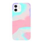 For iPhone 12 mini Liquid Silicone Watercolor Protective Case , Fixed Color, Random Shape(Green Red Grey)
