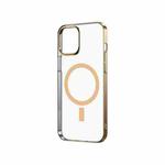 For iPhone 12 mini Magsafe Magnetic PC Electroplating Transparent Protective Cover (Gold)