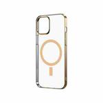 For iPhone 12 Magsafe Magnetic PC Electroplating Transparent Protective Cover(Gold)