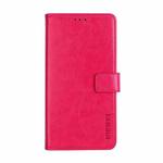 For OnePlus 9 idewei Crazy Horse Texture Horizontal Flip Leather Case with Holder & Card Slots & Wallet(Rose Red)