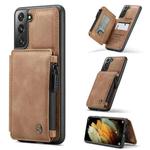 For Samsung Galaxy S21 5G CaseMe C20 Multifunctional PC + TPU Protective Case with Holder & Card Slot & Wallet(Brown)