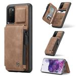 For Samsung Galaxy S20 CaseMe C20 Multifunctional PC + TPU Protective Case with Holder & Card Slot & Wallet(Brown)