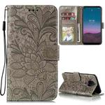 For Nokia 5.4 Lace Flower Embossing Pattern Horizontal Flip Leather Case with Holder & Card Slots & Wallet & Photo Frame(Grey)