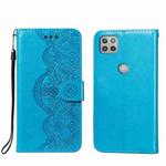 For Motorola Moto G 5G Flower Vine Embossing Pattern Horizontal Flip Leather Case with Card Slot & Holder & Wallet & Lanyard(Blue)